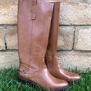 Knee high length cognac color boot